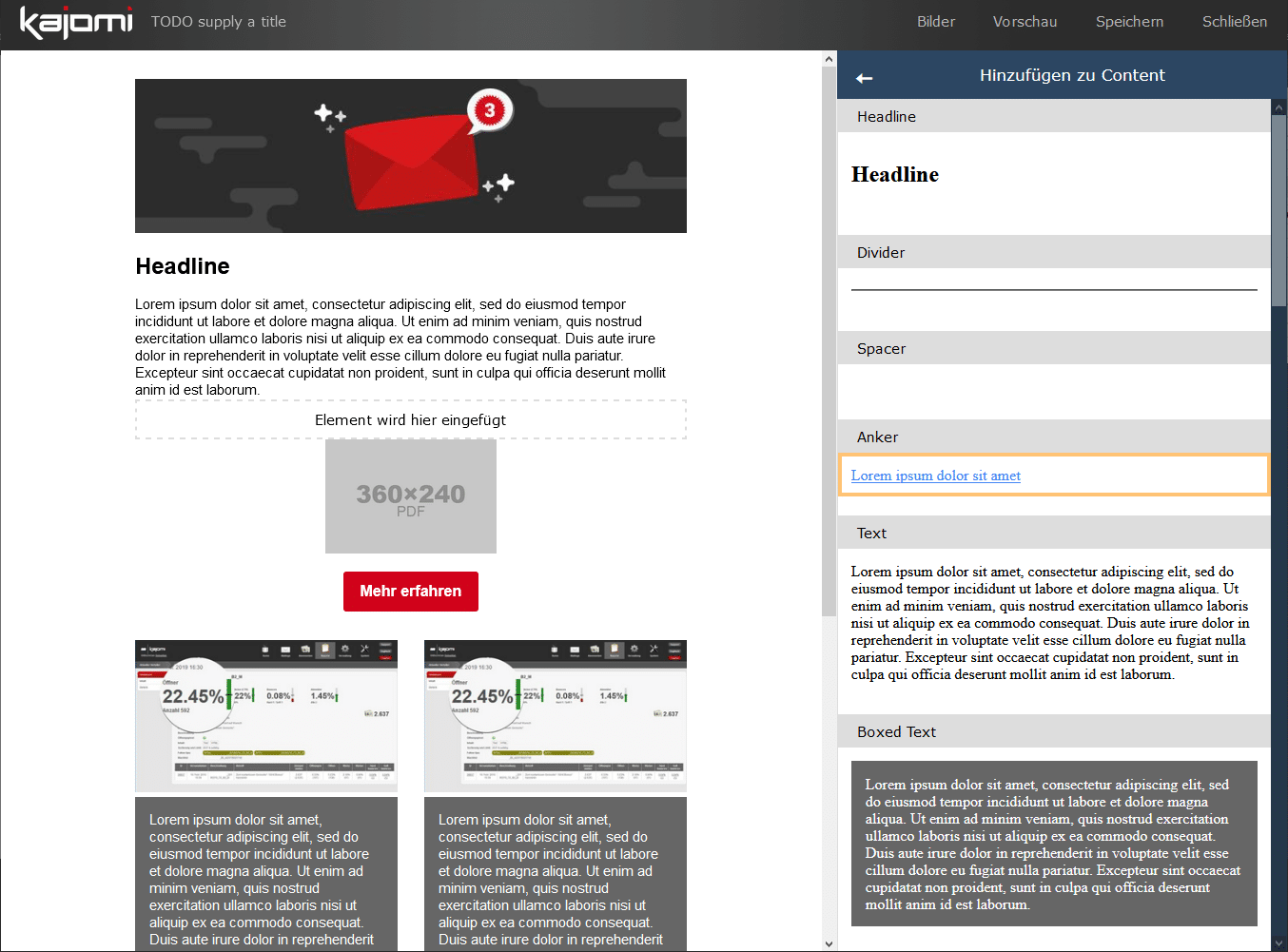 Mobile Vorschau im kajomi Newsletter CMS.